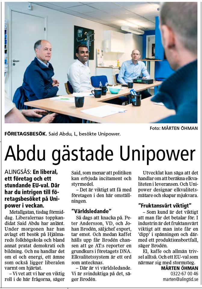 Politikerbesök hos Unipower
